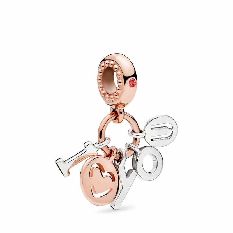 Pandora I Love You Letters Dangle Charm Outlet NZ, Pandora Rose™ (387592-JOF)